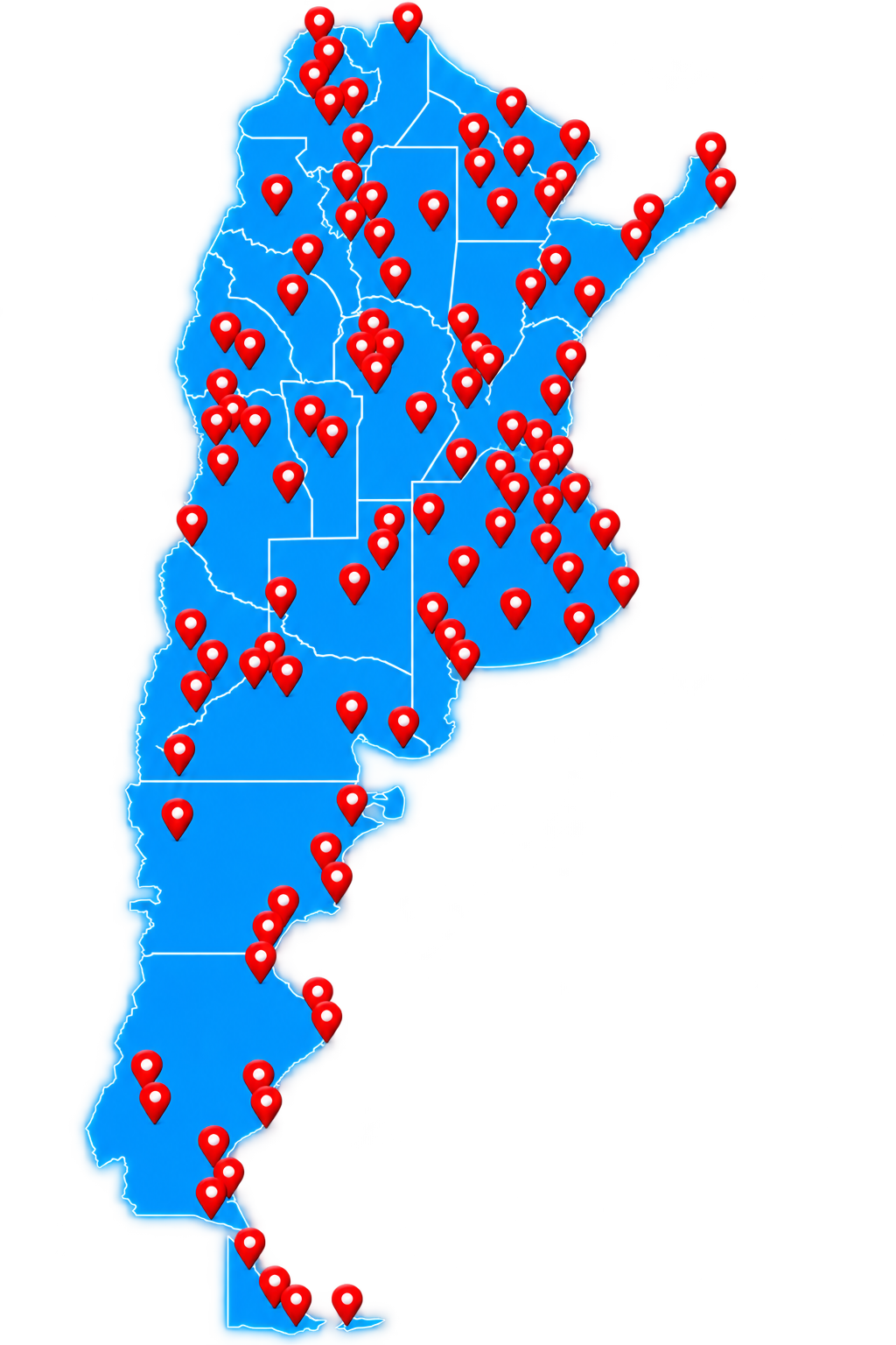 Mapa de Argentina: cobertura de la red de distribuidores Tormecan
